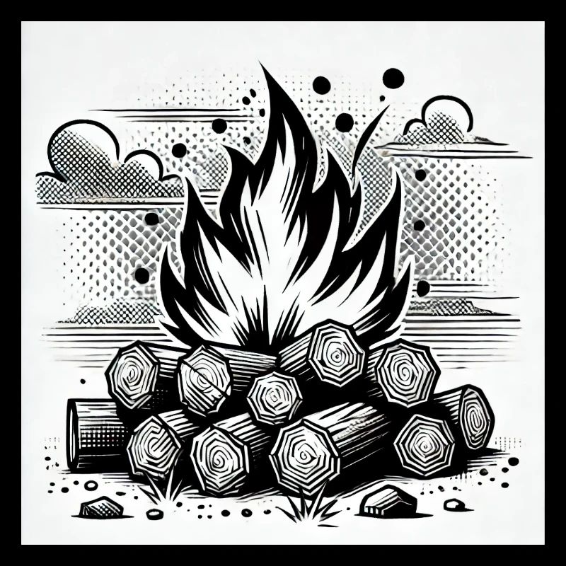 Lagerfeuer im Comic-Stil: Wärme & Atmosphäre