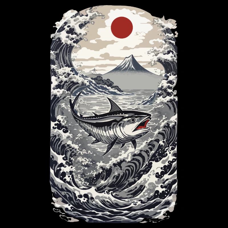Conception japonaise de pêche au thon Kanagawa Wave