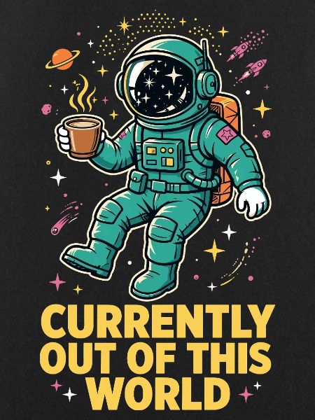 Astronaut with coffee in space