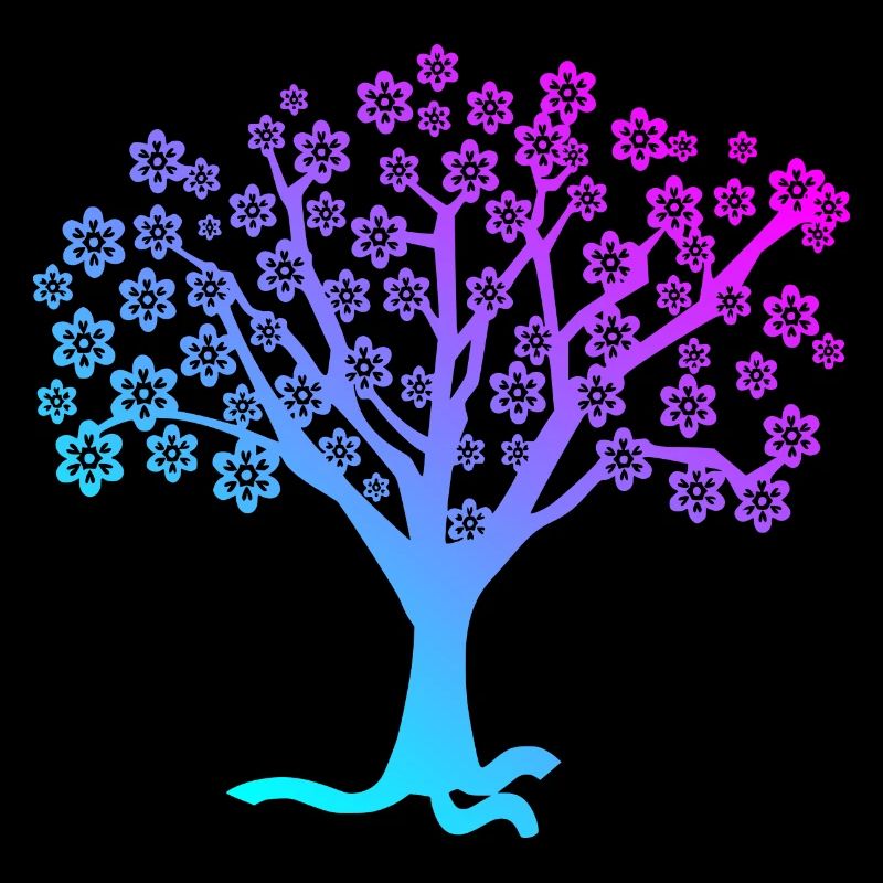 Arbre à fleurs de turquoise violet rose