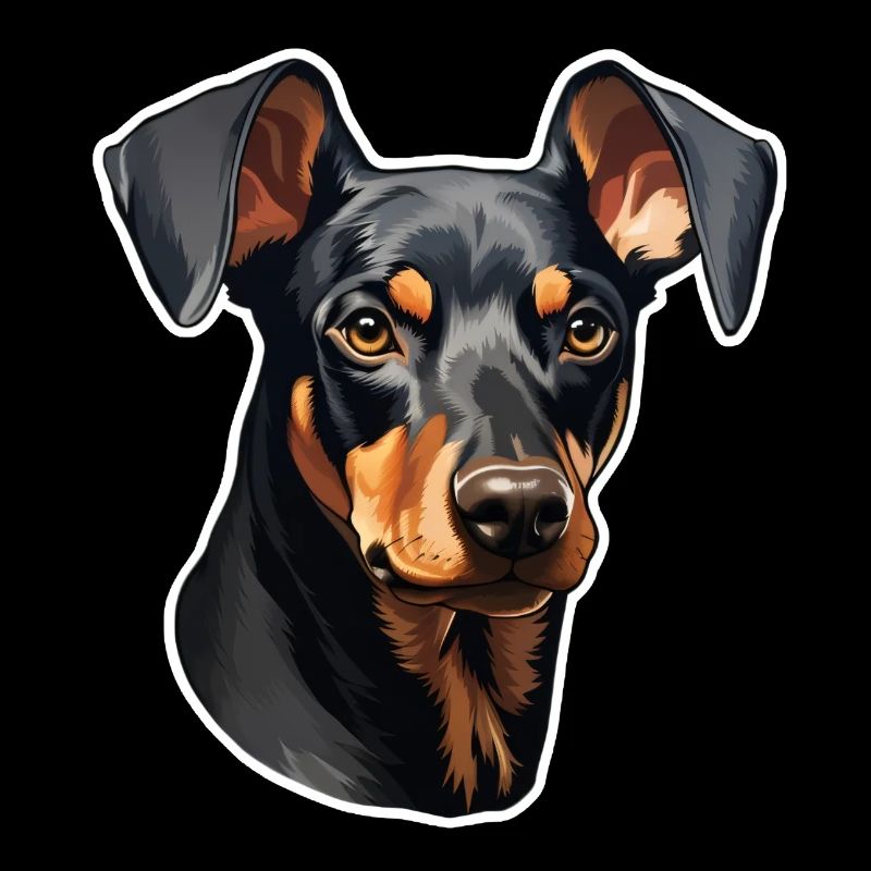 Doberman Pinscher Head with Floppy Ears