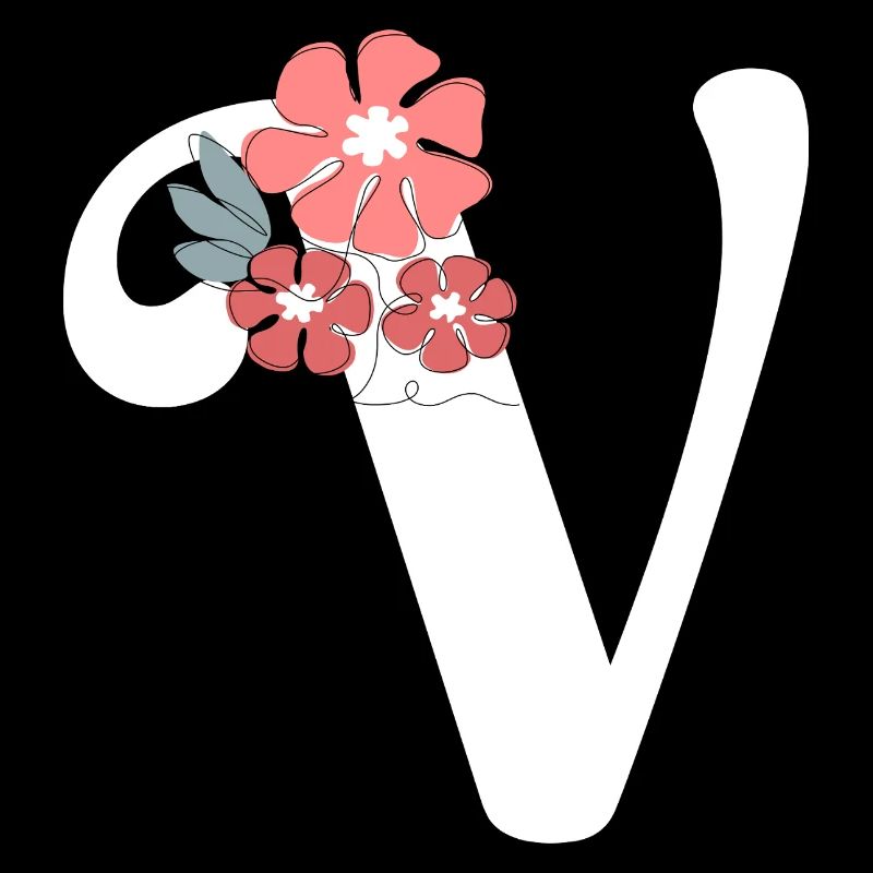 Lettre v fleurs minimalistes
