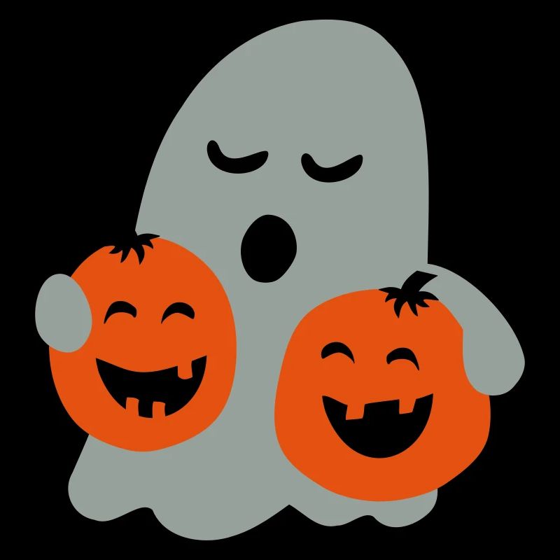 cute ghost with pumpkins