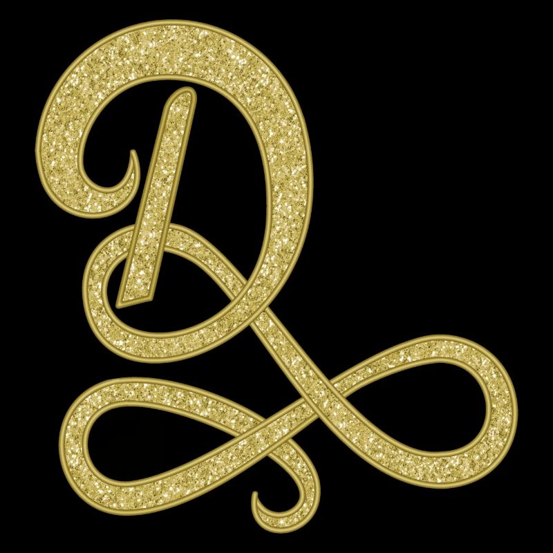 D - gold, letter, alphabet, monogram