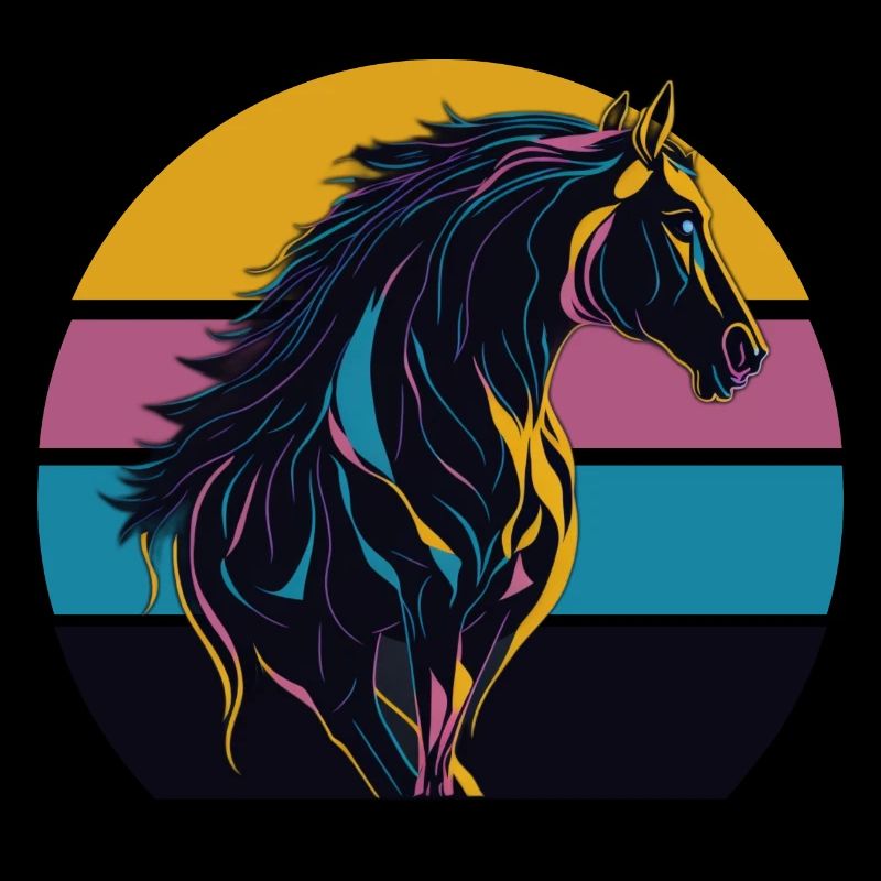 Cheval étalon Coucher de soleil