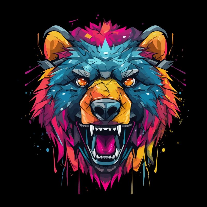 Angry Bear, Graffity Style, Grizzly, Strong