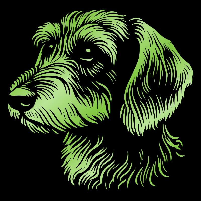 wire-haired dachshund wire-haired dachshund drawing head green