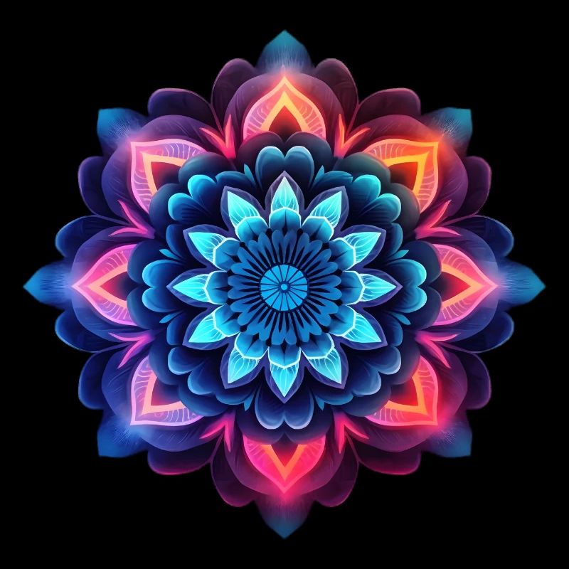 Mandala Fleur Colorée Néons