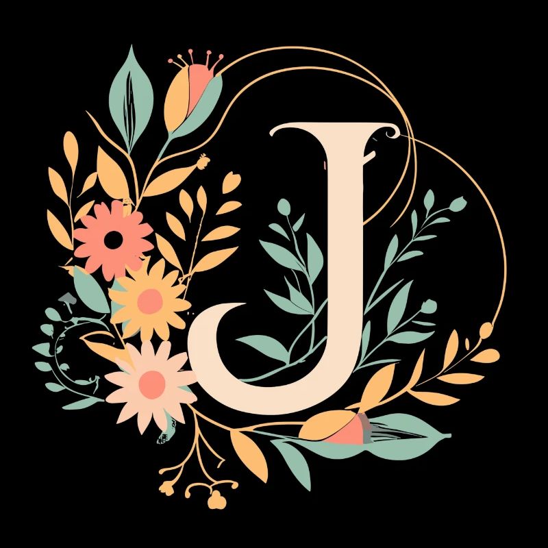J typography floral