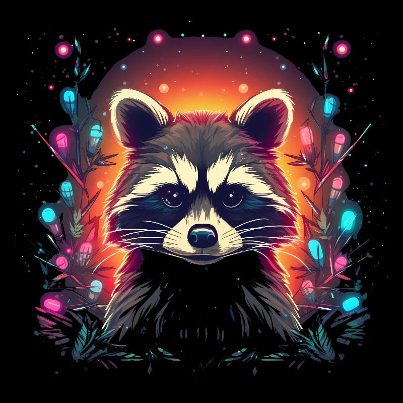 Raccoon with Xmas Elements, Love Racoons