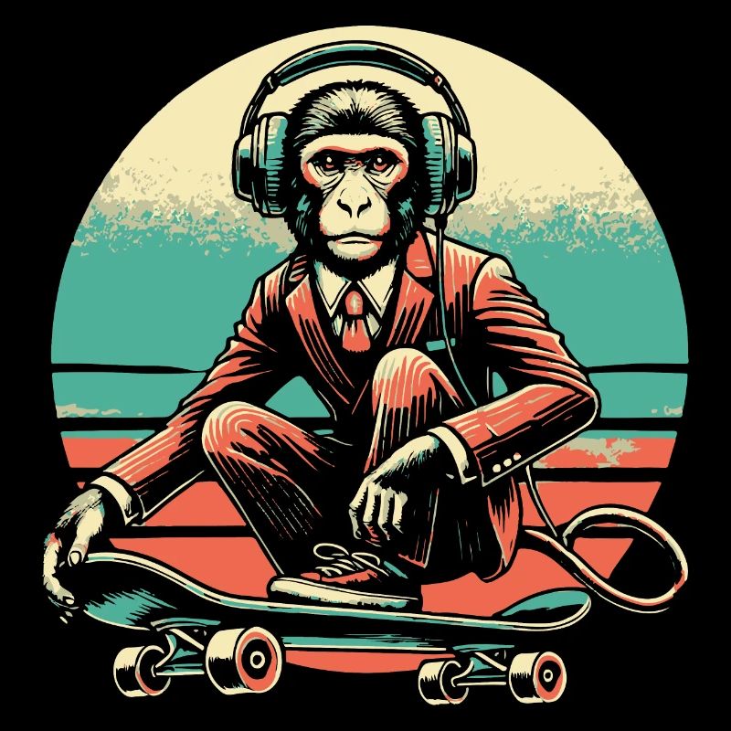 retro monkey skater