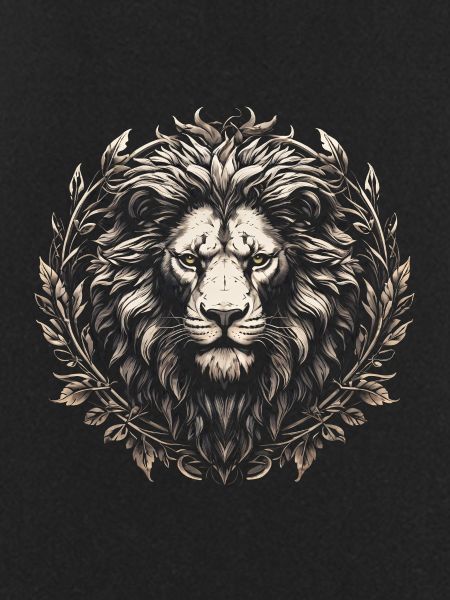 Lion in laurel wreath