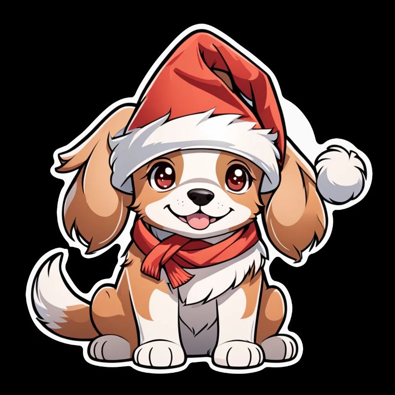 Dog with Christmas Hat