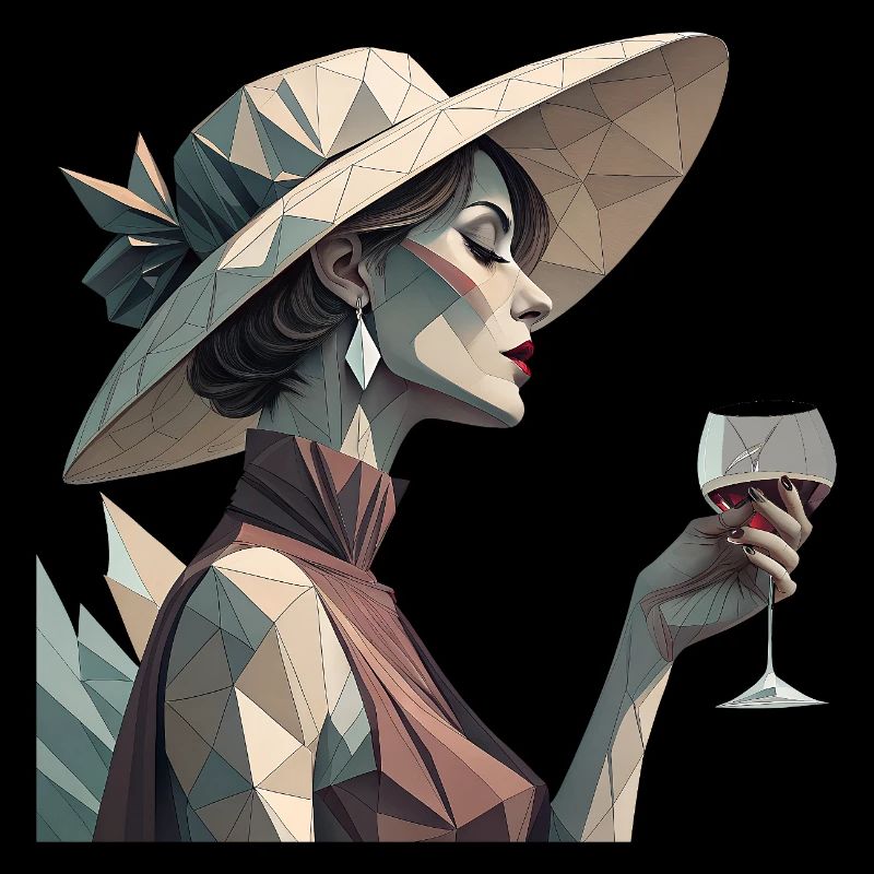 A Cubist Lady with Wine