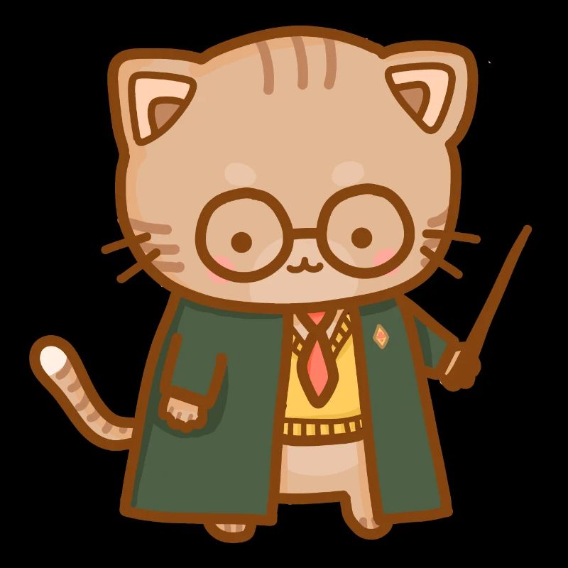 süße Katze in einer schuluniform und einem Stab