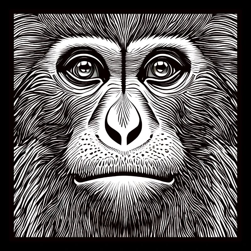 Black and white portrait monkey