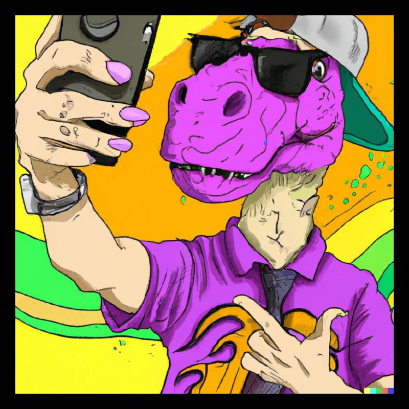 Cooler Dinosaurier macht Selfie Geschenk