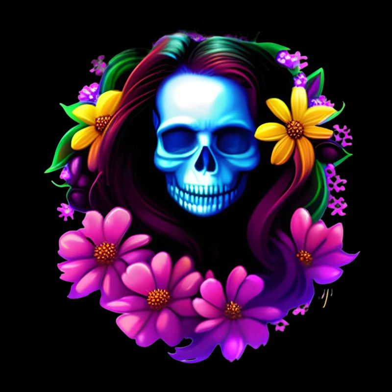 Skull Boho mit Blumenkranz Multicolor