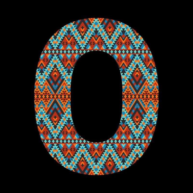 Lettre O- design boho, monogramme coloré