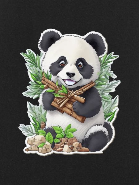 Panda bear eats bamboo