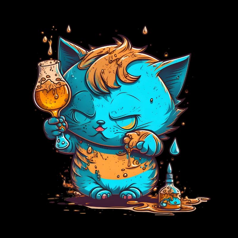Cute Drunk cat mascot