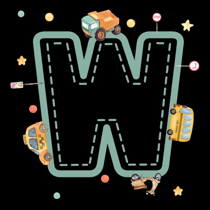 Letter w vehicle - personalized child gift