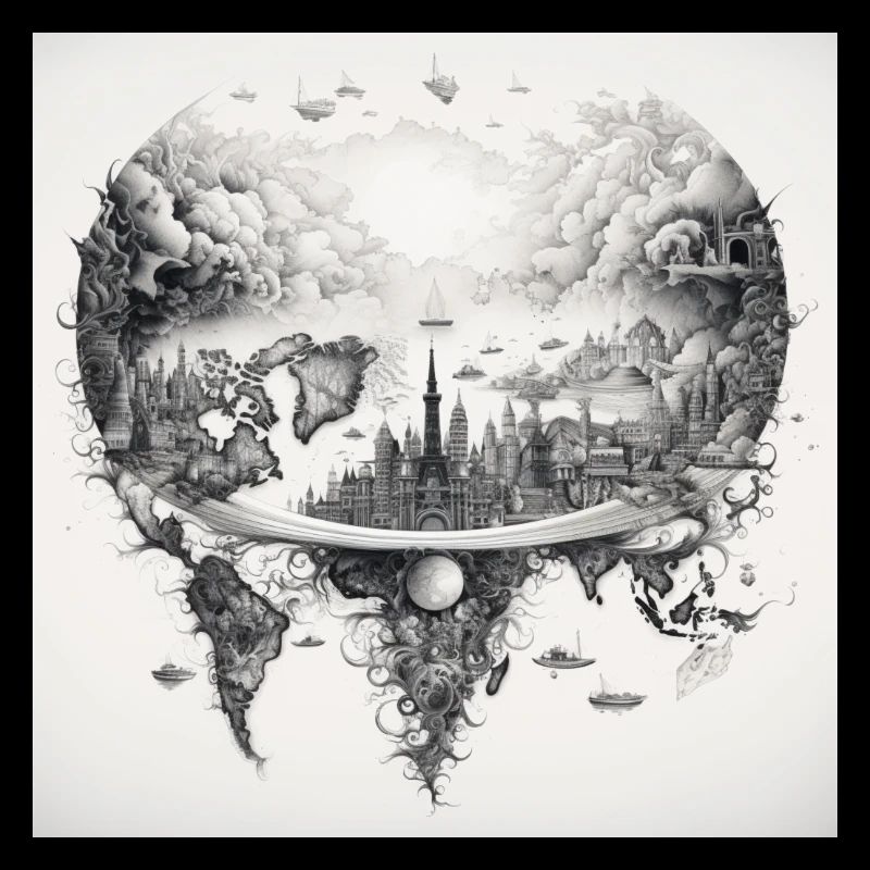 world map black and withe