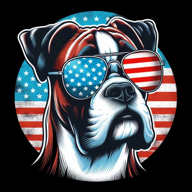 Boxer drapeau américain et lunettes de soleil