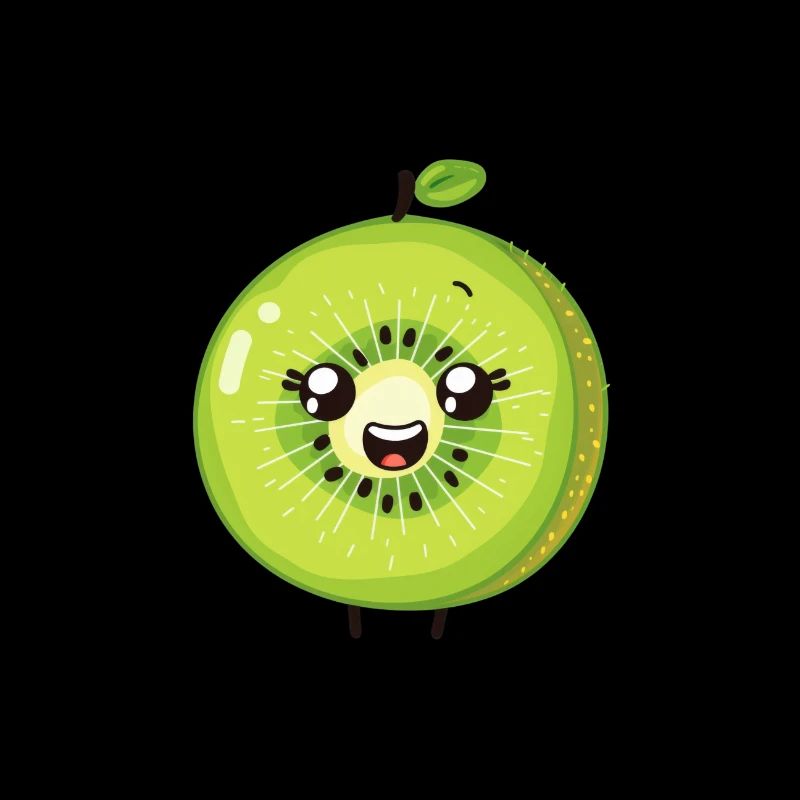Charmant kiwi dans le style de dessin animé vert
