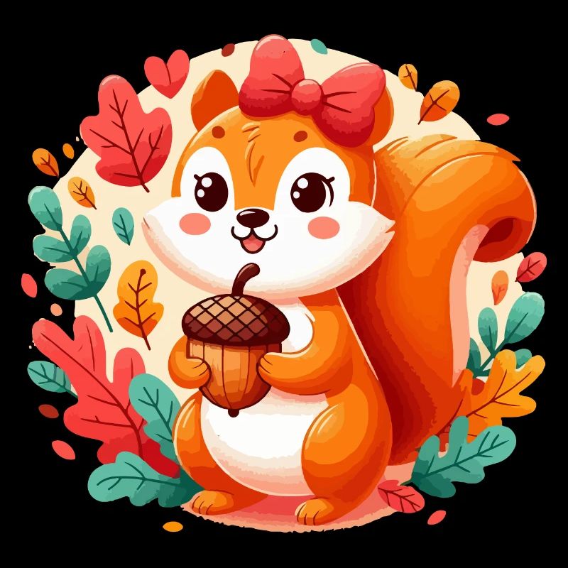 Süßes Eichhörnchen mit Eichel