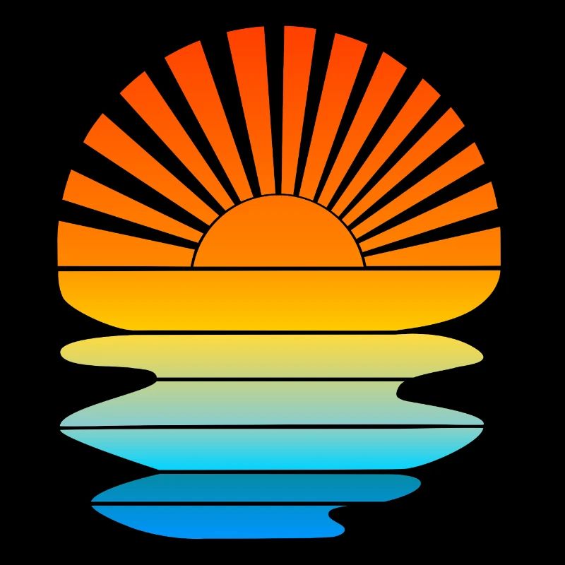 Coucher de soleil rétro avec vagues