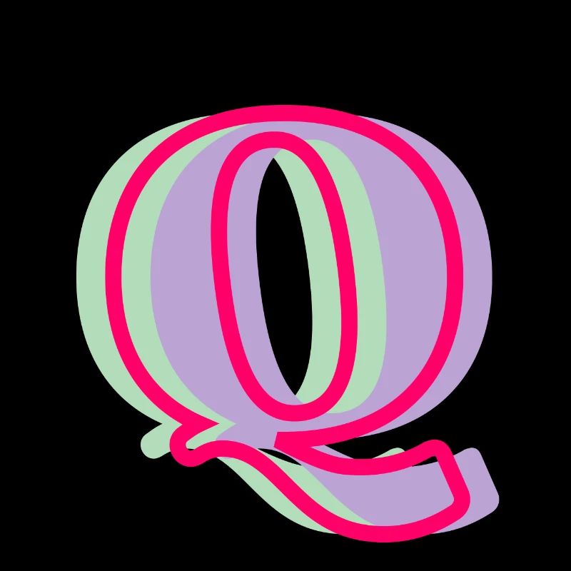 Multi-coloured letter q