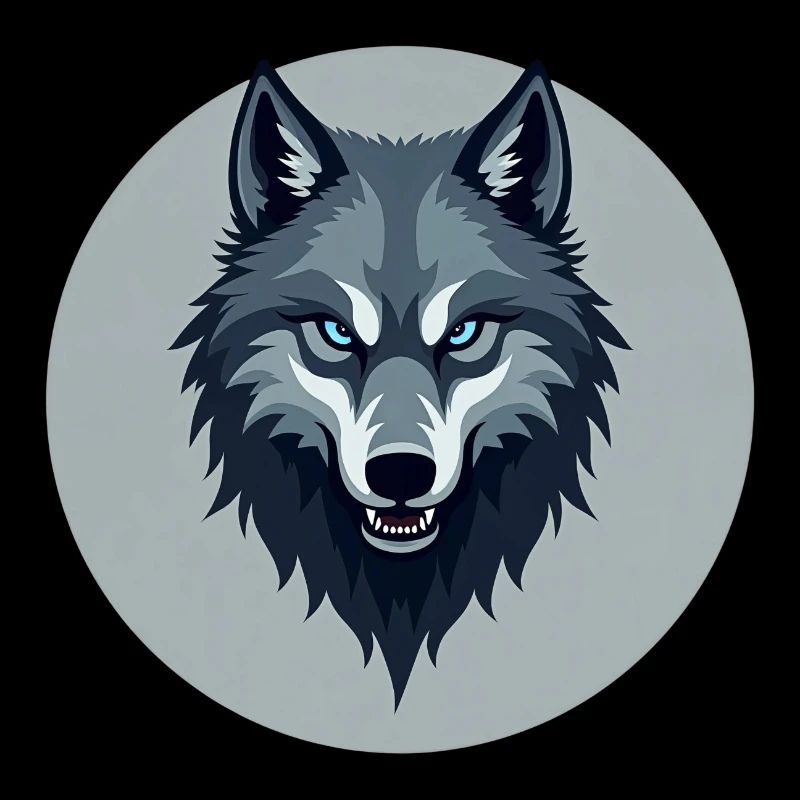 Loup gris design circulaire