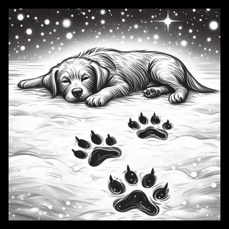 paw prints in the snow