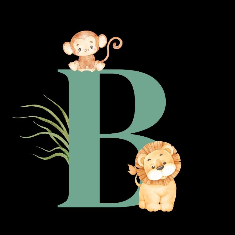 Lettre b vert animaux jungle