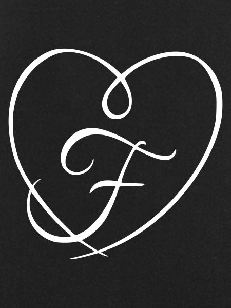 Letter F Calligraphy Heart