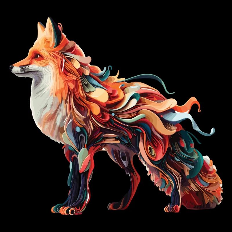 Renard abstrait coloré