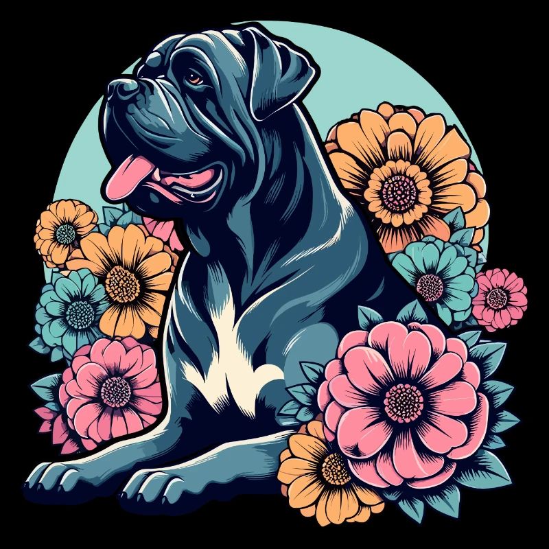 Cane Corso Retro Pastel Flowers