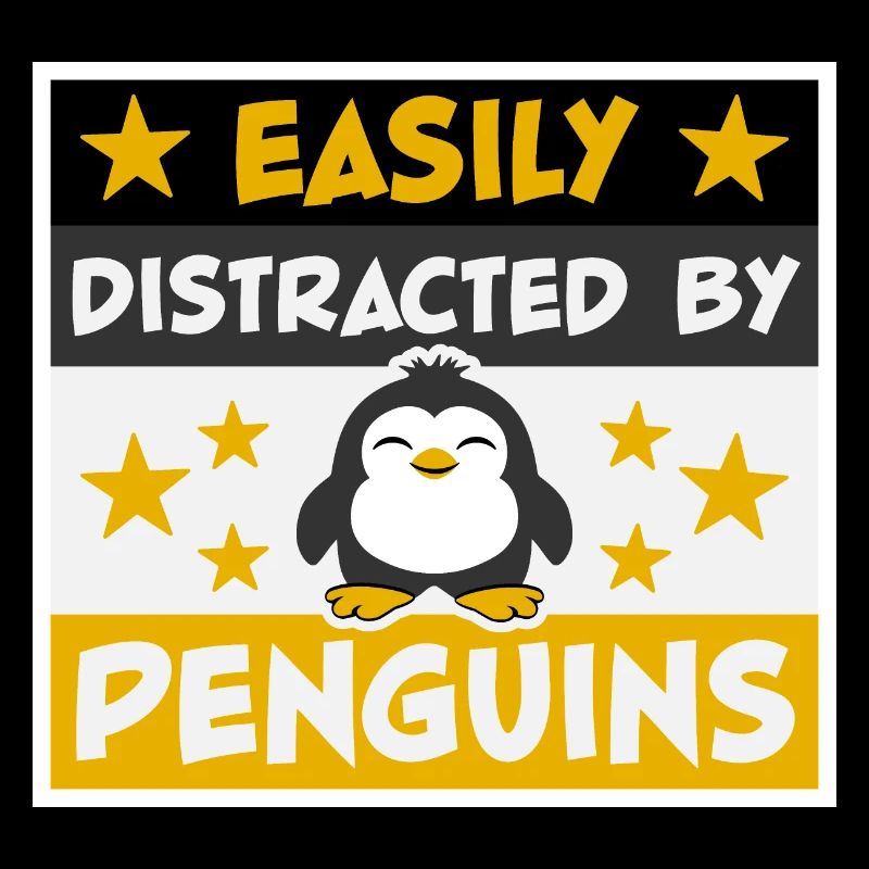 Facilement distrait par les pingouins Drôle Mignon Pingouin
