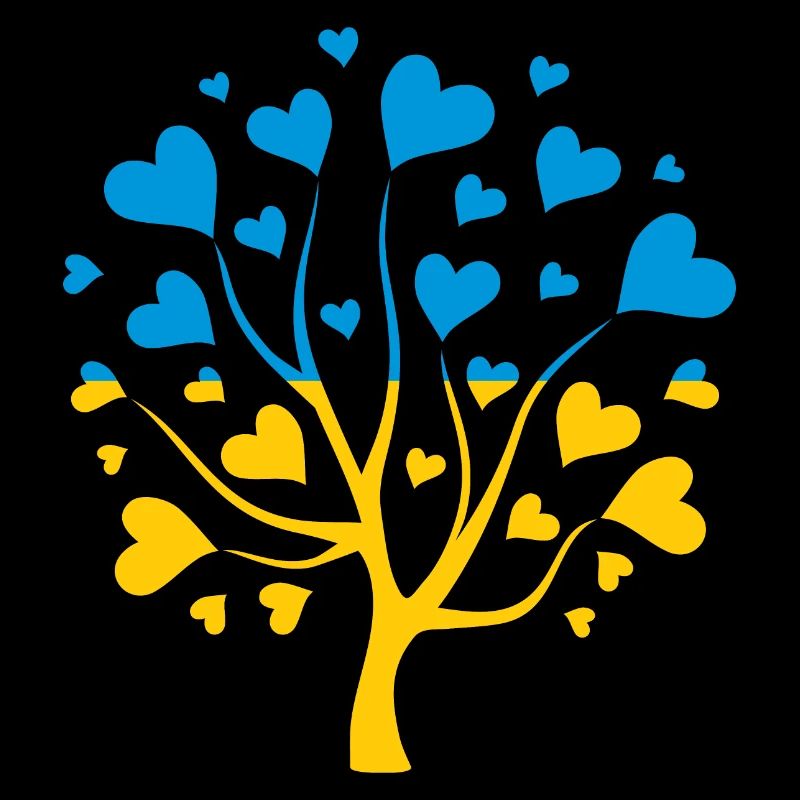 Drapeau ukrainien en forme d’arbre d’amour