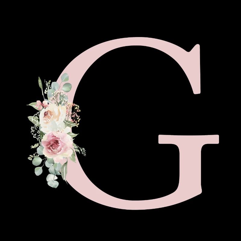 G| Monogramm | Eukalyptus-Pastell-Blumen-Blau