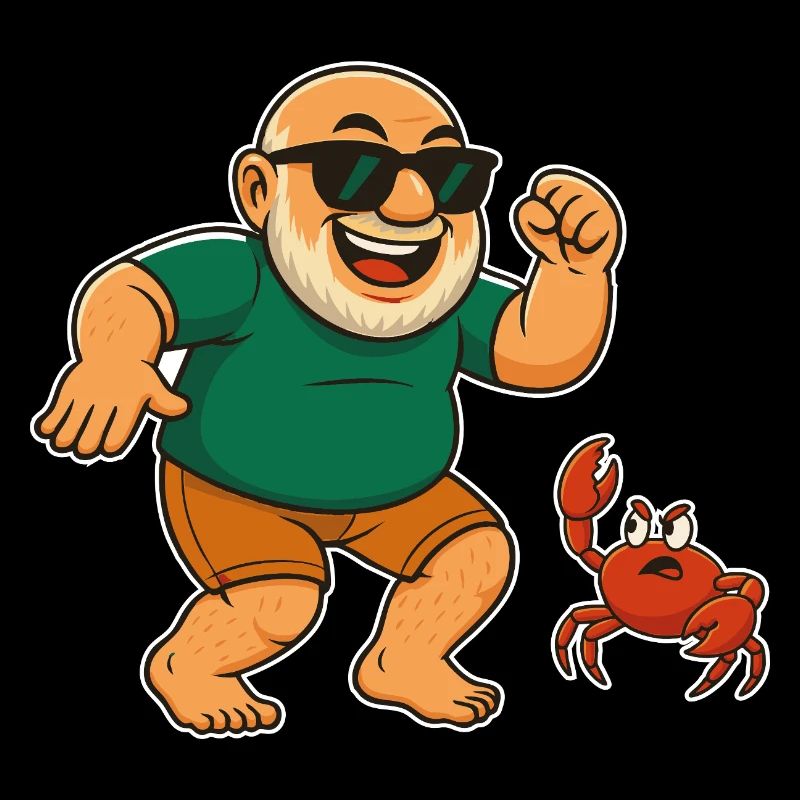 fröhlicher Opa mit Krabbe