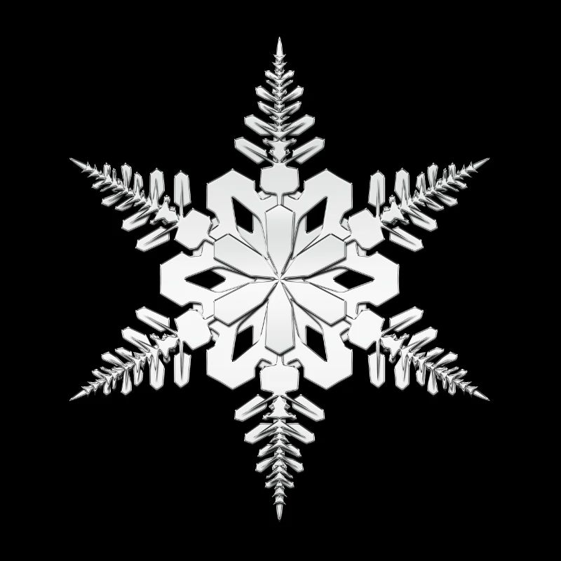 Snowflake, snowflake Silver white in 3D