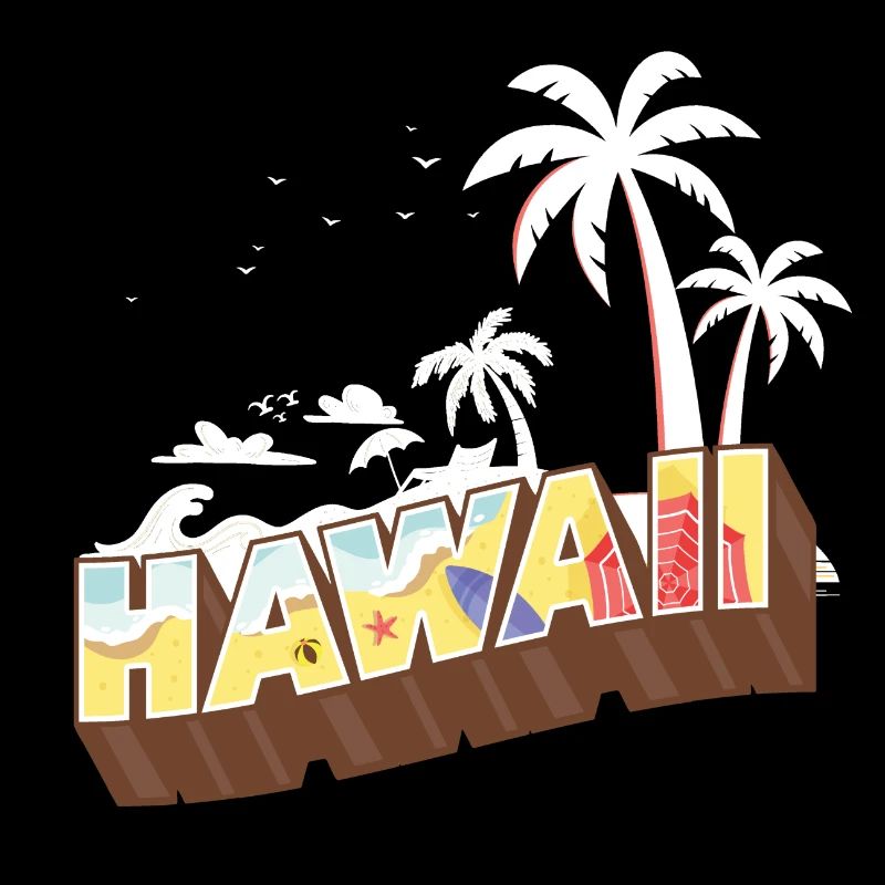 Heure d'été de conception d'Hawaï avec des palmiers