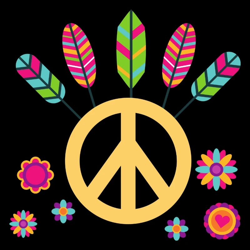 peace and love plume multicolore