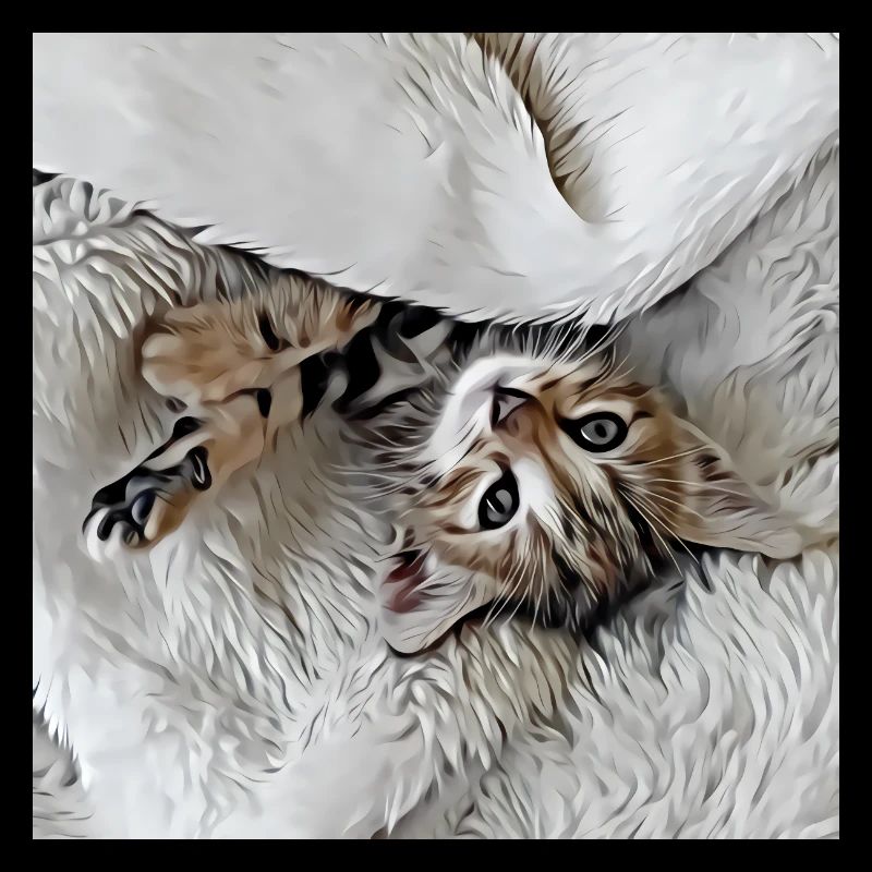 Cute little kitten lying upside down on the back