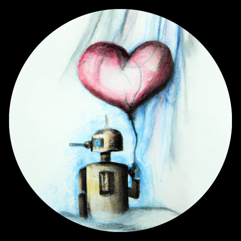 Roboter mit Herzluftballon