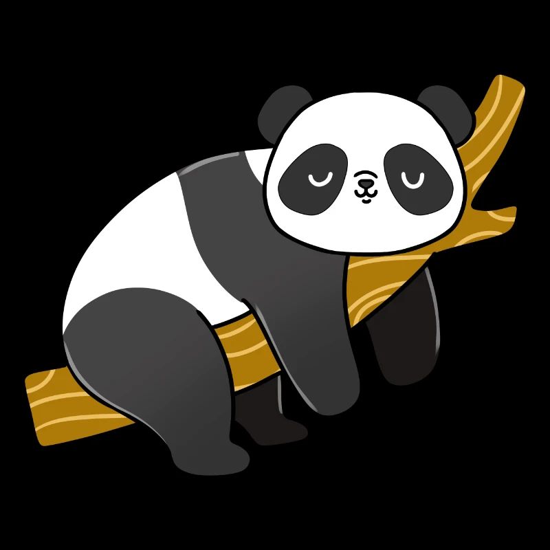 Panda sleeping on a branch