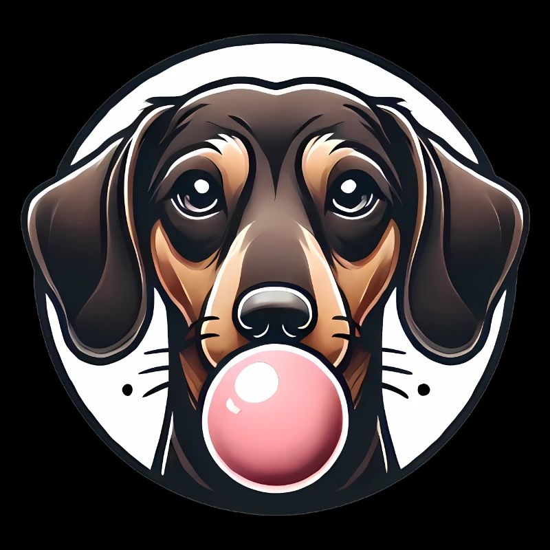 Teckel avec graphique Bubblegum