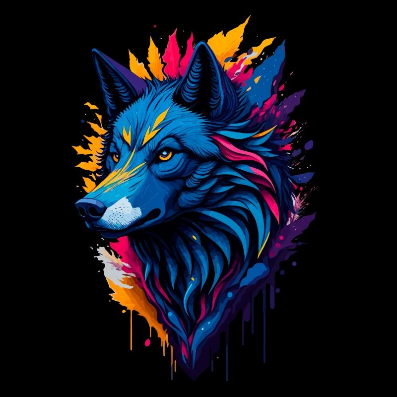 Loup abstrait coloré